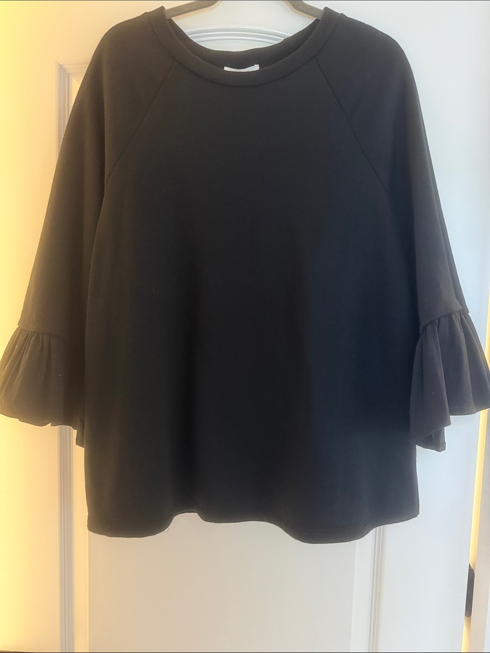 Pleione Black Ruffle Sleeve Tunic Top